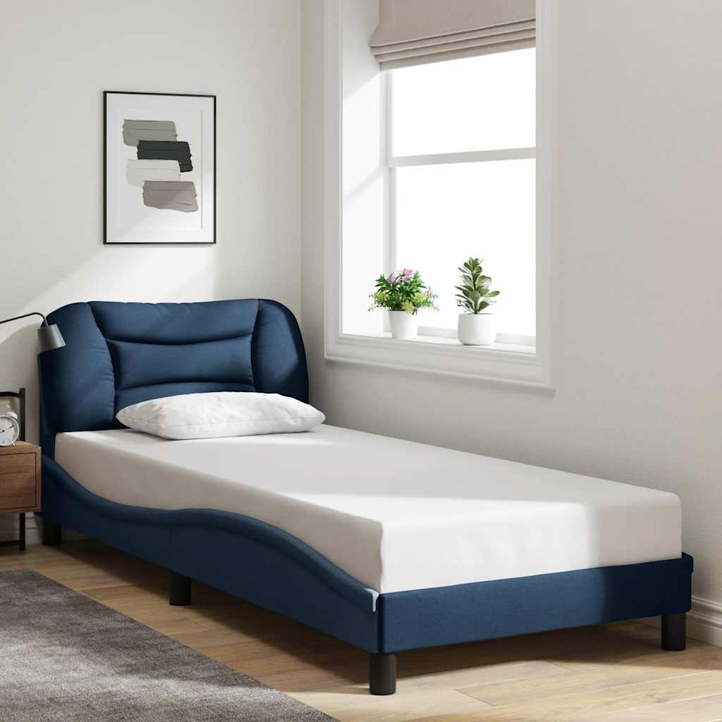 Bed Frame without Mattress  Hvar  Blue 80x200 cm Fabric