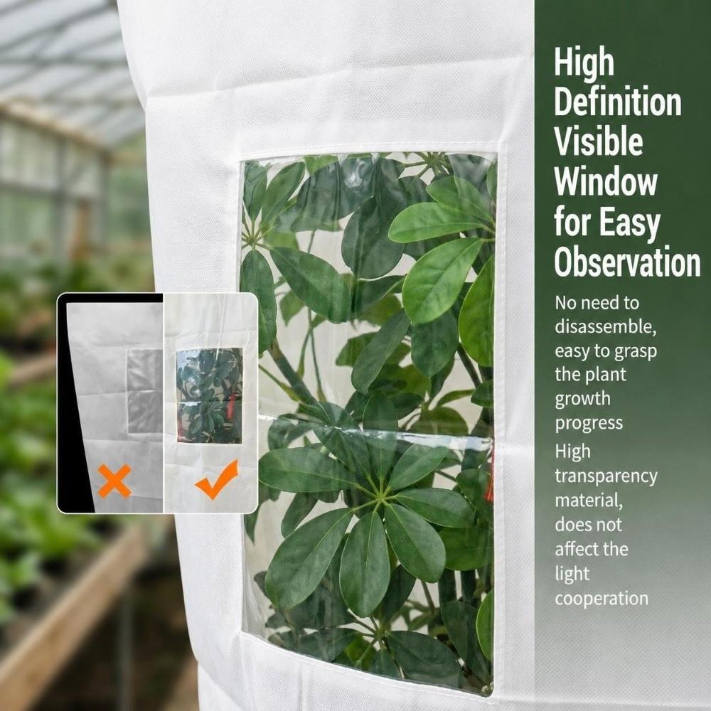 Non-woven Fabric Plant Winter Protection Cover with Clear Window Windproof Frost Protection Plant Bag with Drawstring Zipper