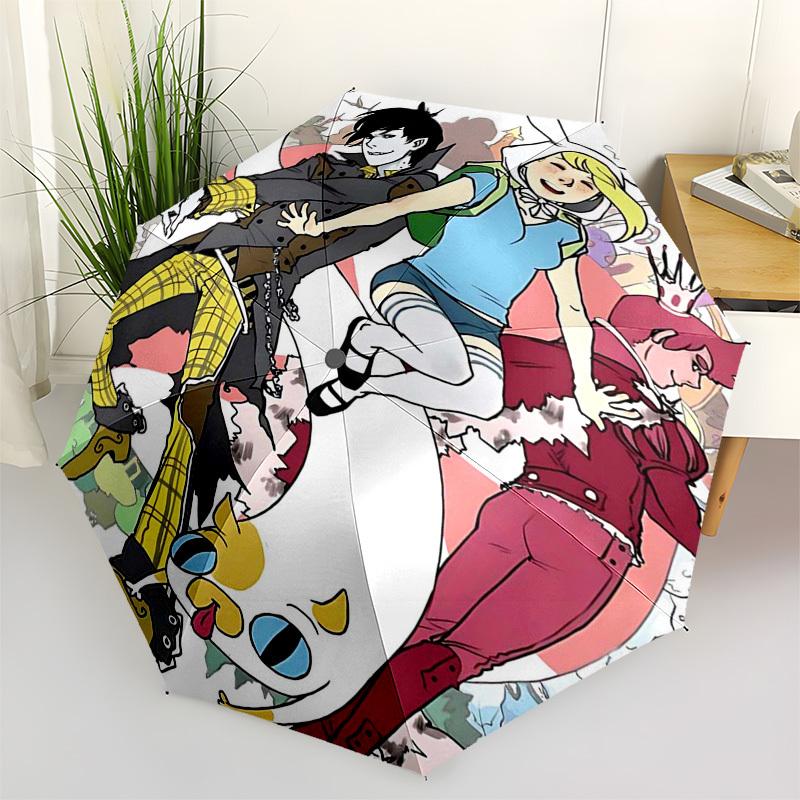 

1pc Outdoor Umbrella with Adventure Time Characters - Automatic Opening/Closing, Portable 3-Fold Design, 8-Rib Iron Frame - Perfect Gift for Fans