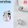 Copper Christmas Charm Series Colorful Zirconium Snowflake Christmas Hat Beads For Women'S Bracelet Jewelry Gift