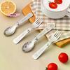 3Pcs/set 304 Stainless Steel Folding Fork Spoon With Cutlery Box Portable Foldable Dinnerware Set Cute Picnic Tableware