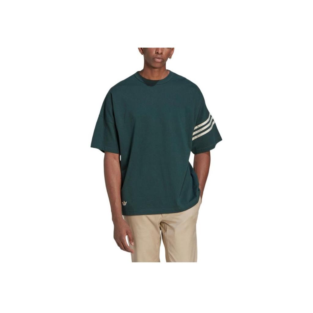 Adidas Originals Trefoil Stripe Straight Short Sleeve T-Shirt Men Tops Green HR5092