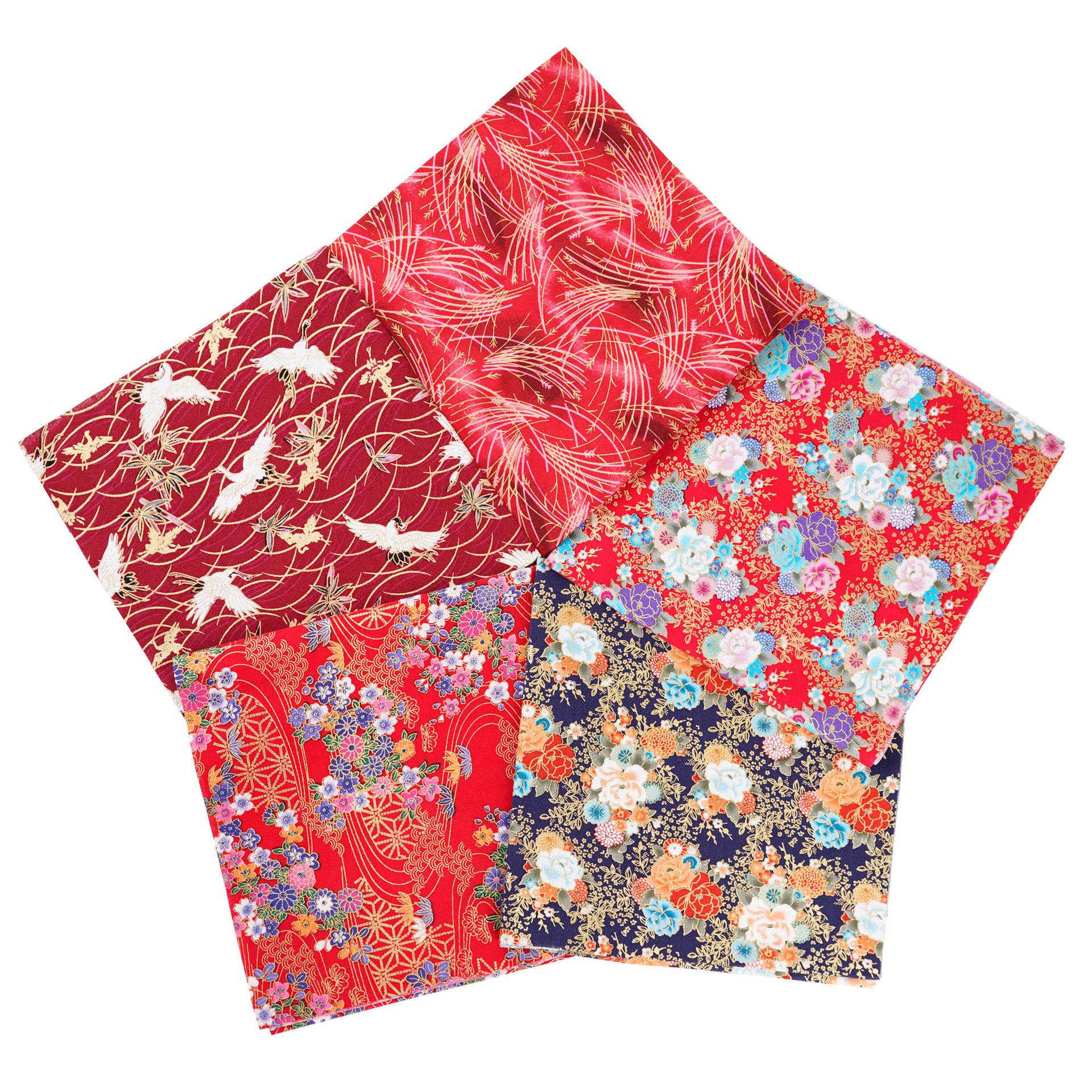 

Комплект хлопковой ткани с цветочным узором в японском стиле: 5 цветных пэчворков для проектов своими руками