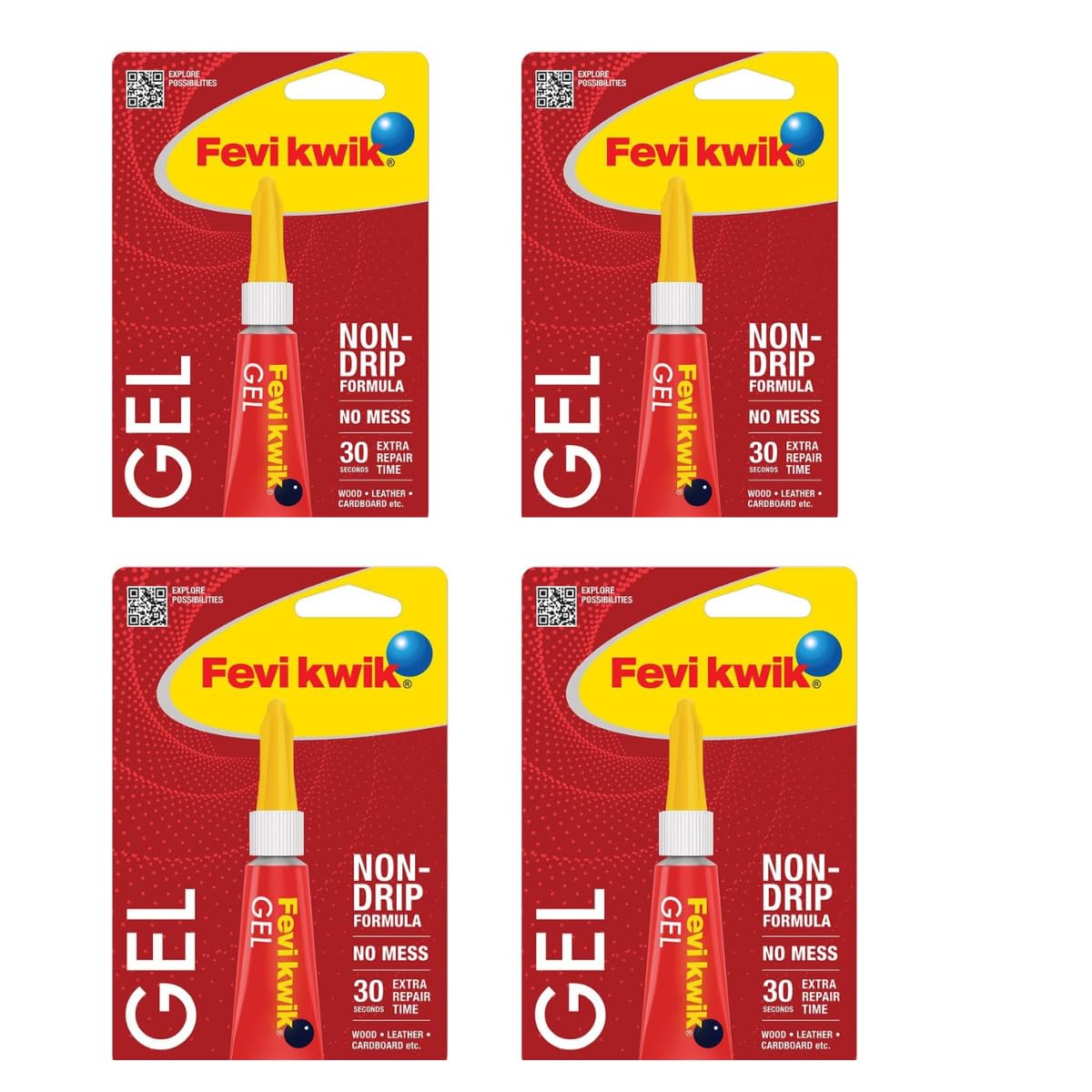 Fevikwik Gel One Drop Instant Adhesive Multipurpose Gel for Art Craft DIY Wood Metal Plastic Strong Bond Pack of 4 3g