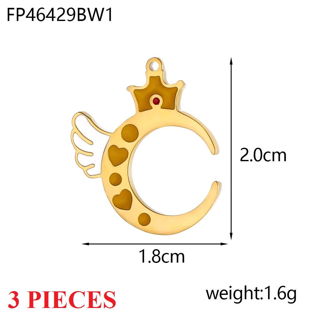 

3PCS/LOT CARLIDANA Gold Plated Stainless Steel Unicorn Heart Charms, Colorful Rainbow Cloud Pendants for DIY Jewelry Making