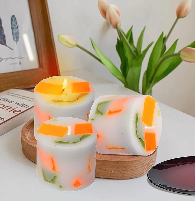 Vosková sloupová svíčka bez vůně pro dekoraci Vícebarevná (3 palce - 3 kusy)