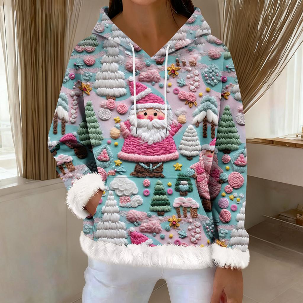 Kvinners uformelle motetrykk Langermet sweatshirt med hette