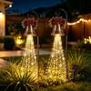 Einfach zu installierende Rasenwegpfähle Solarbetriebene Weihnachts-Gartenleuchte, Metallpfahl für den Außenbereich Festliche Szenendekoration Stern Schneeflocke Wasserfall Lichterkette
