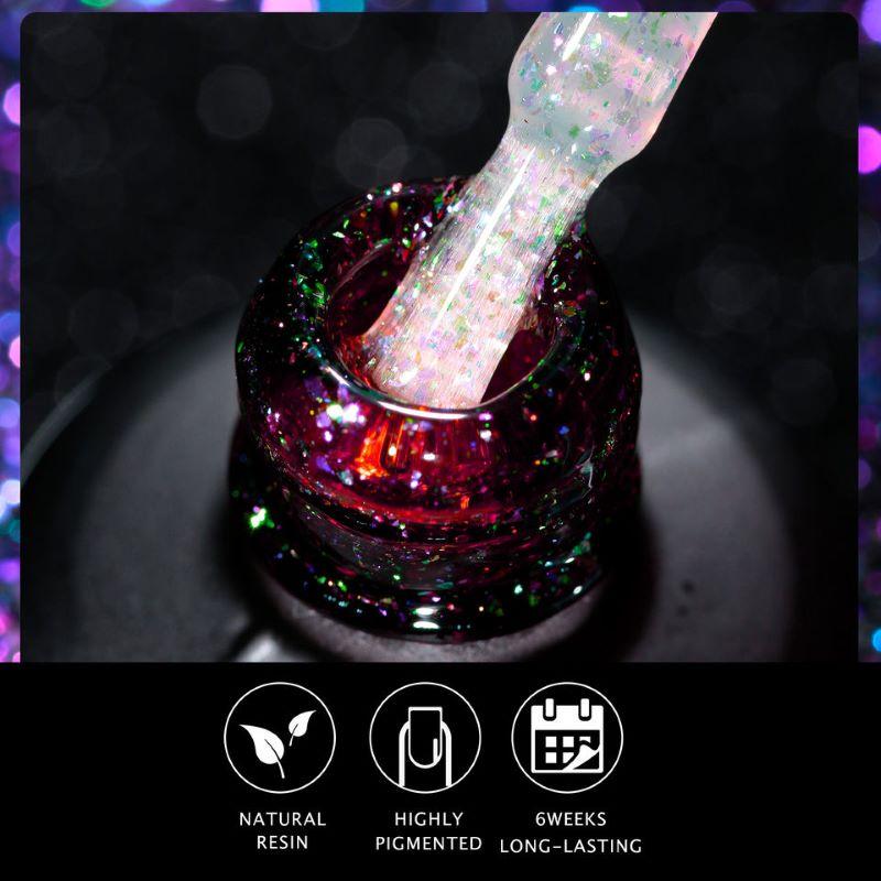 JTING New Popular Design Vegan Hema Free High Pigment Foil Flake Top Coat Gel Polish OEM Custom Unique Brand Bottles