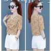 Floral Short Sleeve Chiffon Shirt for Women's Summer New Korean Version Top Loose V Neck Print Bottoming Blouse M-3XL