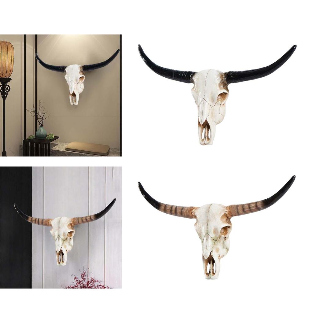 Resin Sheep Skull Wall Art Hand Painted Animal Head Sculpture for Western Bohemian Decor Unique Garden Indoor Hanging Display