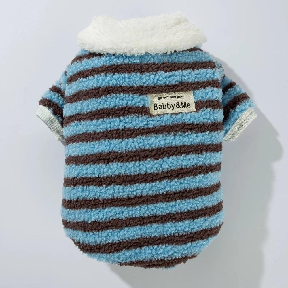 Thick Warm Dog Striped Hoodie Windproof Dog Pullover Casual Pet Overalls  Walking Outdoor