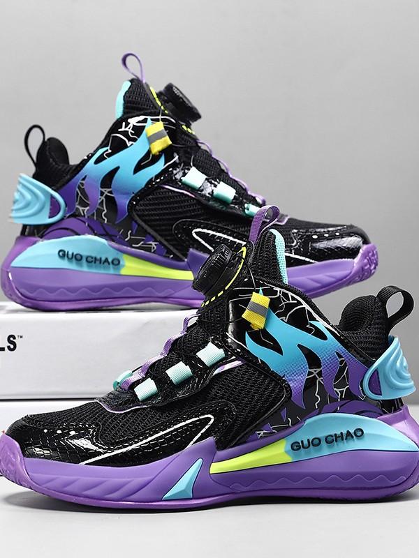 Children's Basketball Shoes Spring and Autumn New Breathable Mesh Boys Running Shoes Medium and Old Children's Friction Sound Boys' Sports Shoes