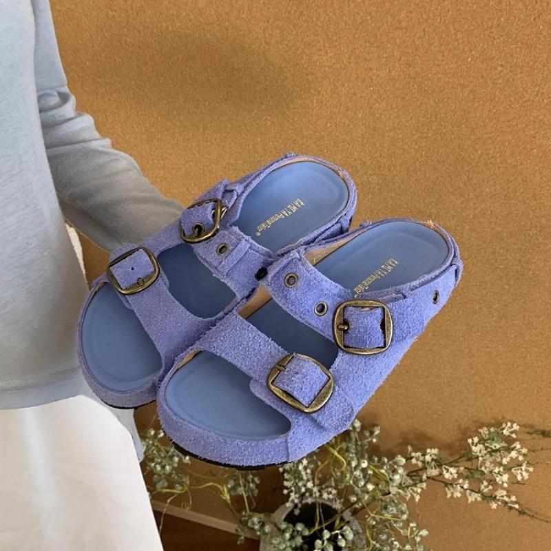 Lederversion Plateau-Slipper Damen neue Sommer-Mode Oberbekleidung Boken Sandalen