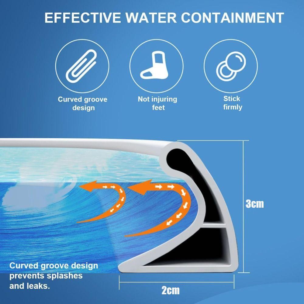 Self Adhesive Collapsible Shower Water Dam 2M Shower Water Barrier  Laundry Room