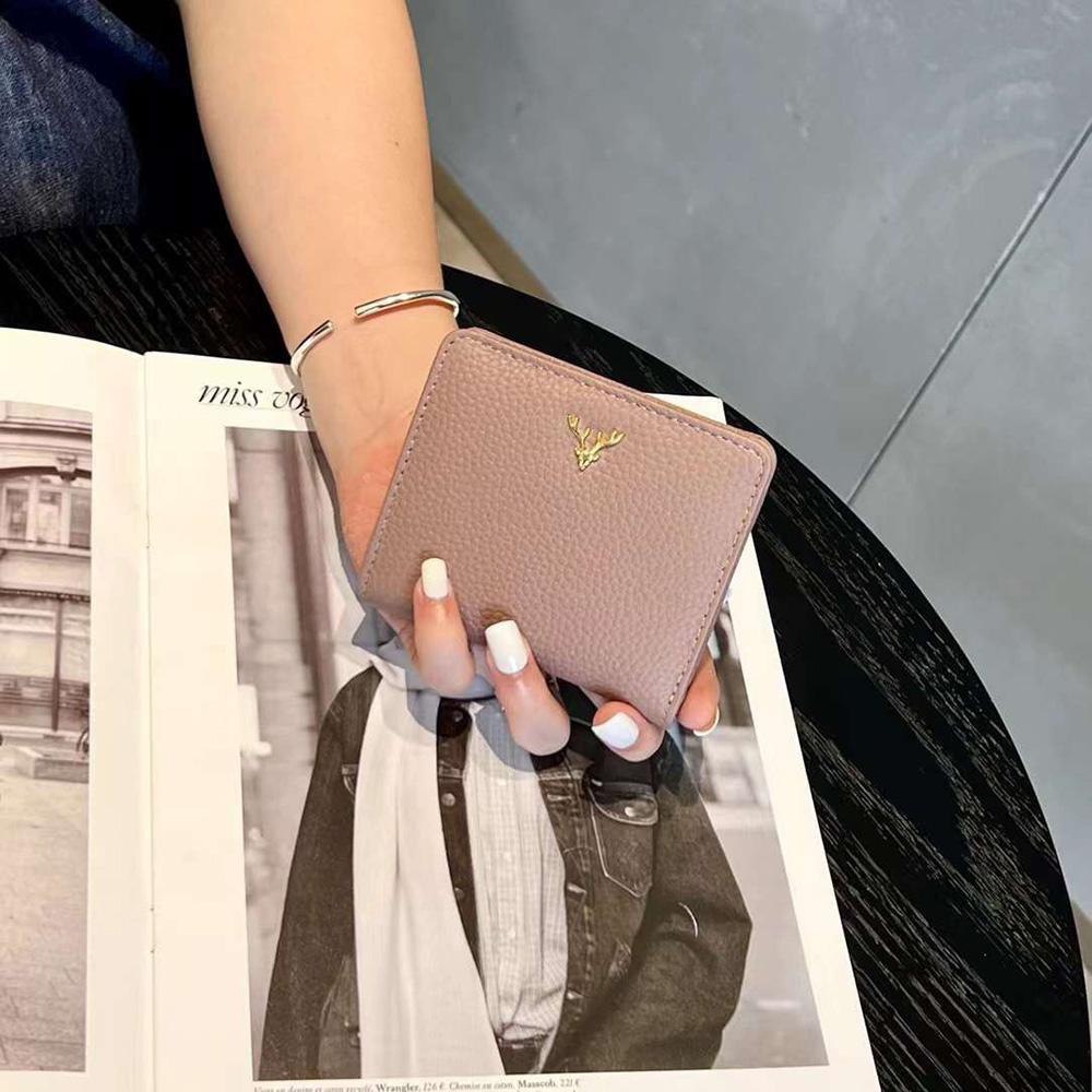 Portofele de damă scurte din piele naturală 2025, primul strat de piele de vacă, portmoneu de modă, portofel bifold cu cerb, suport pentru carduri