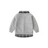 Kids False Two-Piece Sweaters Spring and Autumn K-style Boys' Shirt Patchwork Clothes Baby Boys' Lapel Gingham Shirt