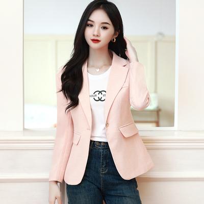 Pink Suit Coat Women's Autumn and Winter New High End Korean Style Commuter OL Small Suit Top