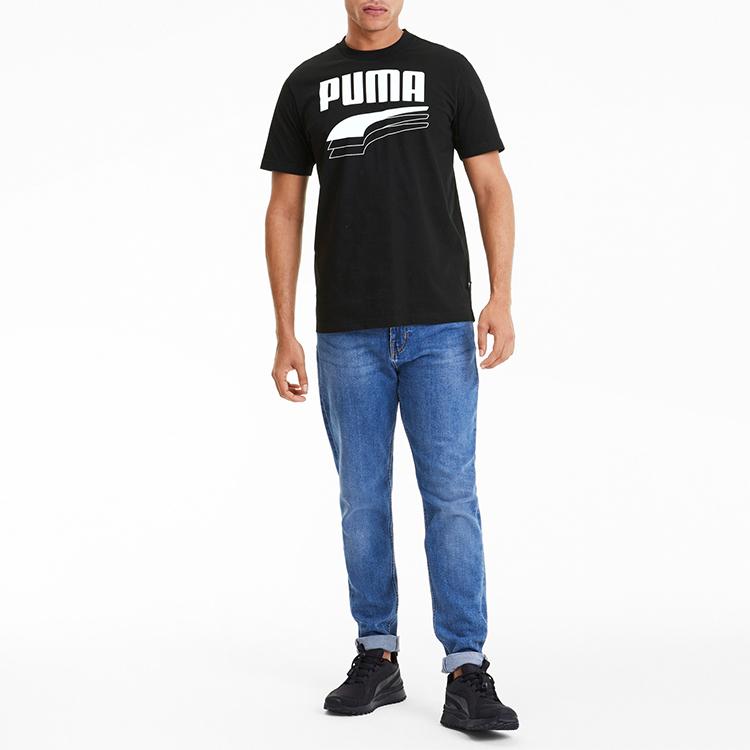 Puma Letter Print Casual Short Sleeve T-Shirt Men Tops Black 582772-01