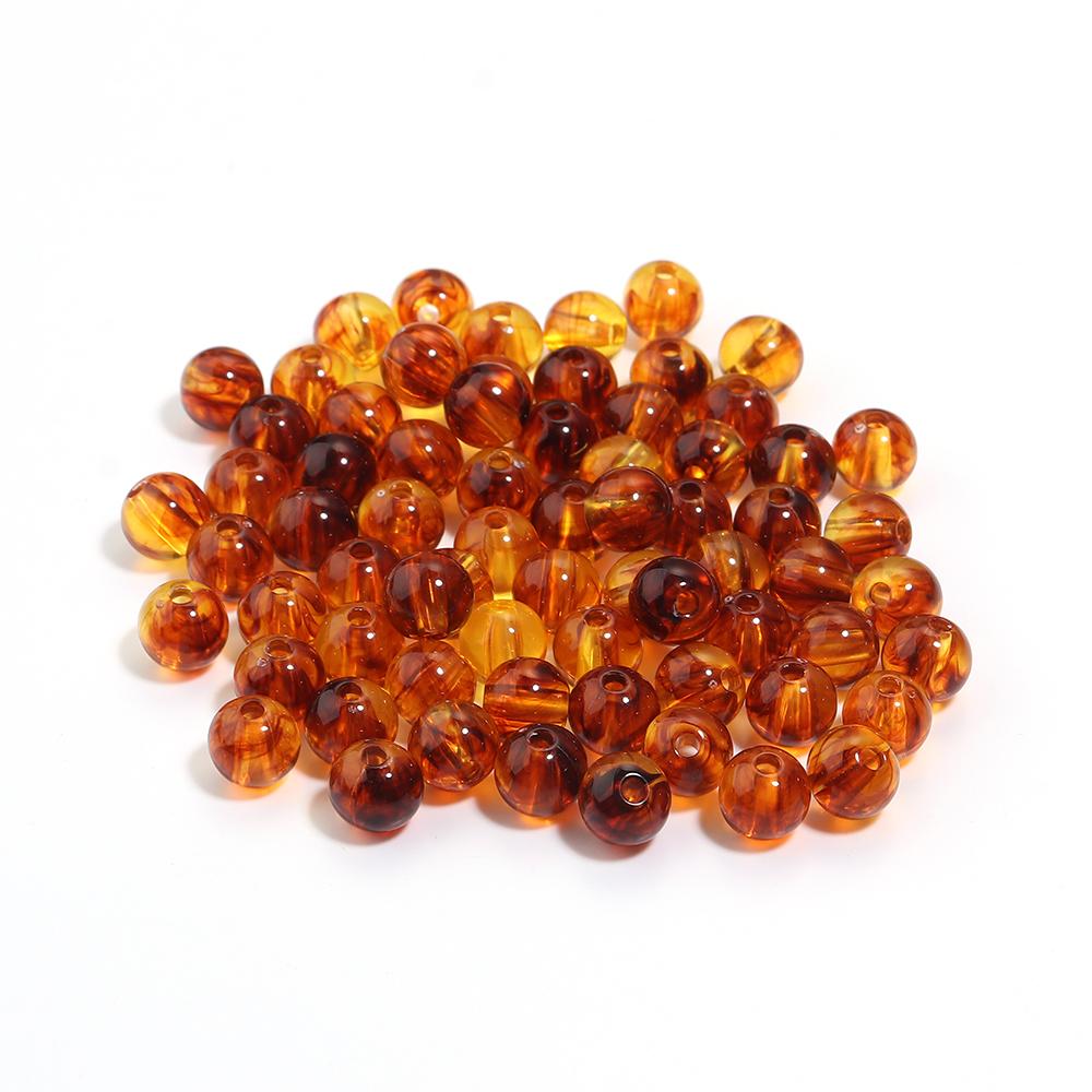 10-200 pezzi 6 8 10 12 14 20 mm Perline Acriliche Ambra Rotonde Sfuse Distanziatori Per Creazione Gioielli Braccialetti Fai-da-te Accessori Collana
