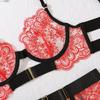 European & American Embroidered Lace High-Quality Erotic Lingerie: Sexy See-through Metal Buckle Body Shaping Front-Opening Set