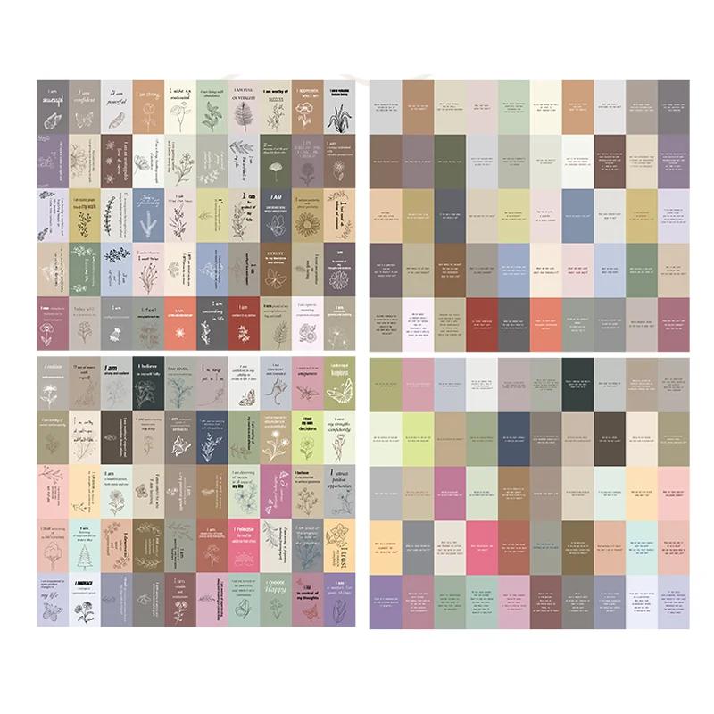 

1 стиль 100 листов/коробка Вдохновляющие карточки для женщин цвета Моранди 100 неповторяющихся креативных материалов для хендбука DIY украшение