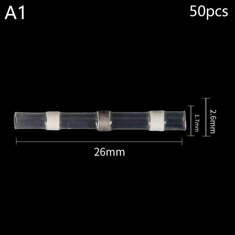 50Pcs Heat Shrink Connectors Sleeve Tube Terminals Electrical Butt Splice Wire Connector Splice Solder Insulated Cable
