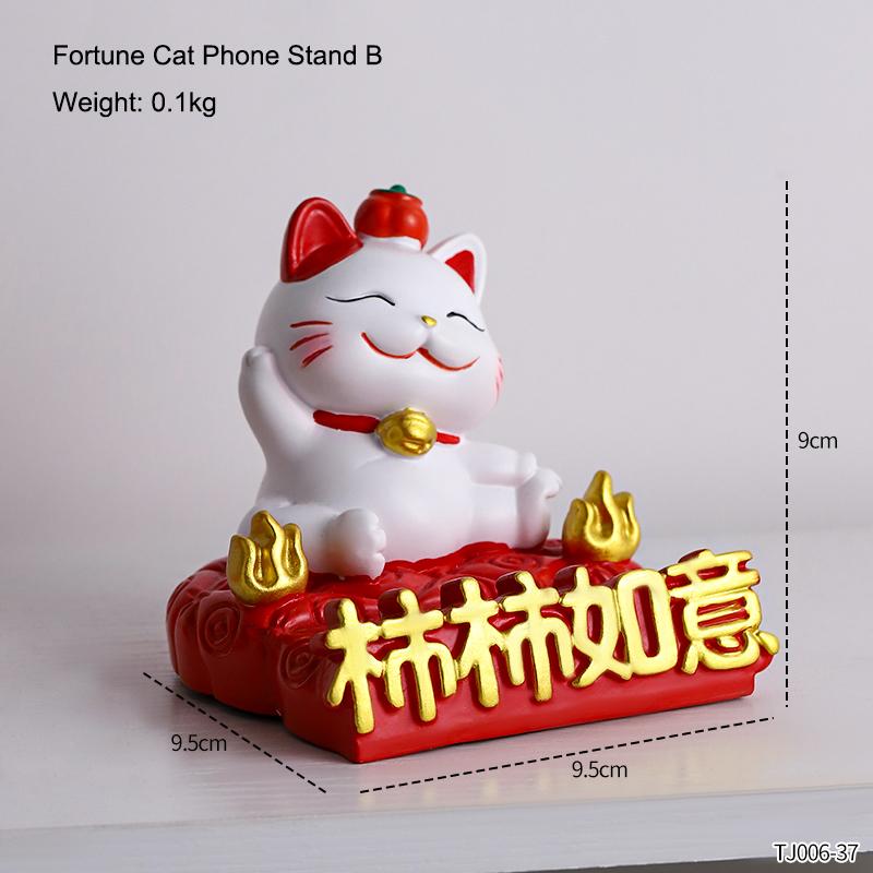 Cute Fortune Cat Phone Stand Creative Wealth Cat Model Phone Storage Rack Home Office Desktop Decoration Ornament Gift
