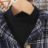 Girls Fashion Suit Autumn and Winter Children's Casual Coat Turtleneck Top Plaid Skirt Hat Suit
