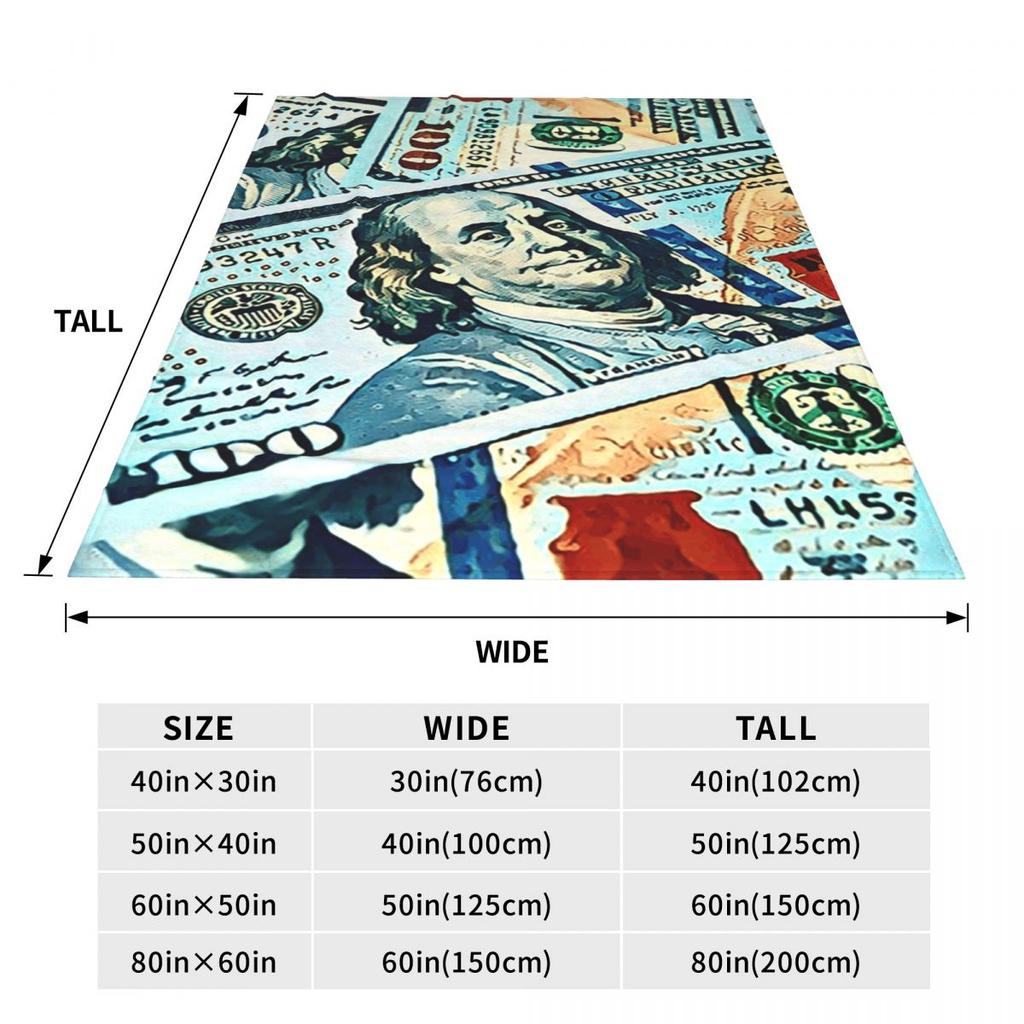 Giant Money Background 100 Dollar Bills Manga Blankets Warm Flannel Throw Blanket Bedding for Bed Living Room Picnic Home Couch