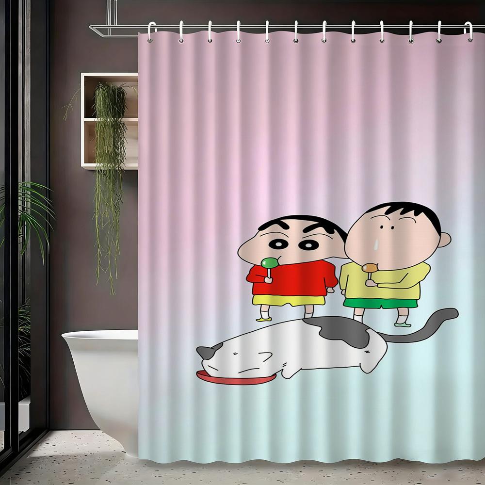 

Crayon Shin-Chan & Doraemon & Friends Big Gathering Party Scene 2D Print Waterproof Shower Curtain, Vibrant Green Anime Crossove W60H190(CM)-1 Pcs