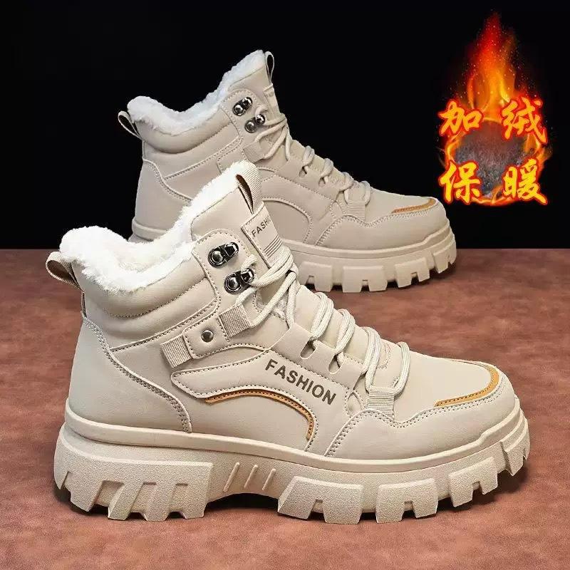 Men's shoes winter velvet high-top Martin boots outdoor short boots thick-soled thickened thermal cotton shoes casual shoes