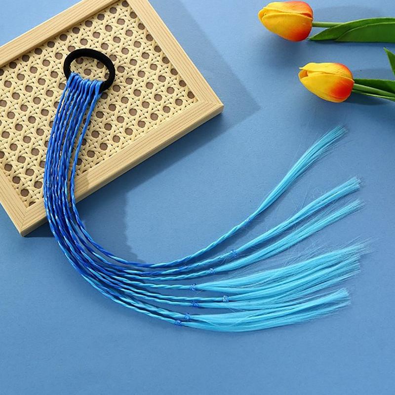  Girls Colorful Wigs Ponytail Headbands Rubber Bands Beauty Headwear Head Band Kids Hair Accessories Hair Ornament