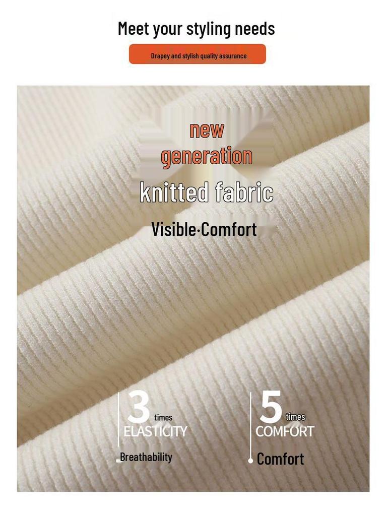 Women's Fleece-Lined Flared Pants - High-Waisted, Slim-Fit, Knit Casual for Autumn & Winter 2024