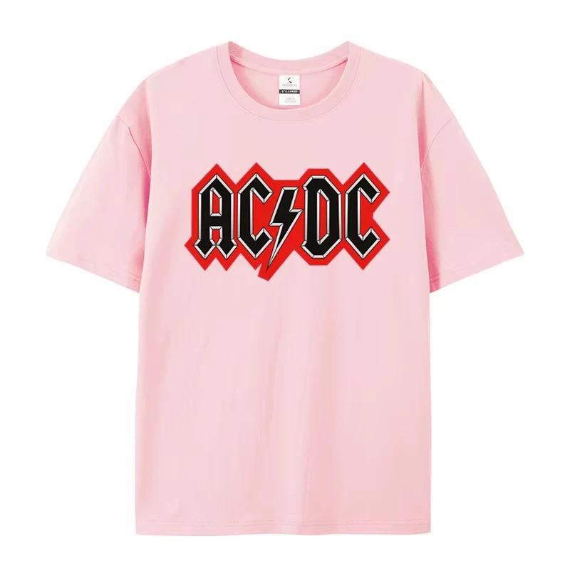 

2025 ACDC Rock Band American Street Hip-hop Punk Vintage Printed Short Sleeve T-shirt Black T-shirt High Quality M