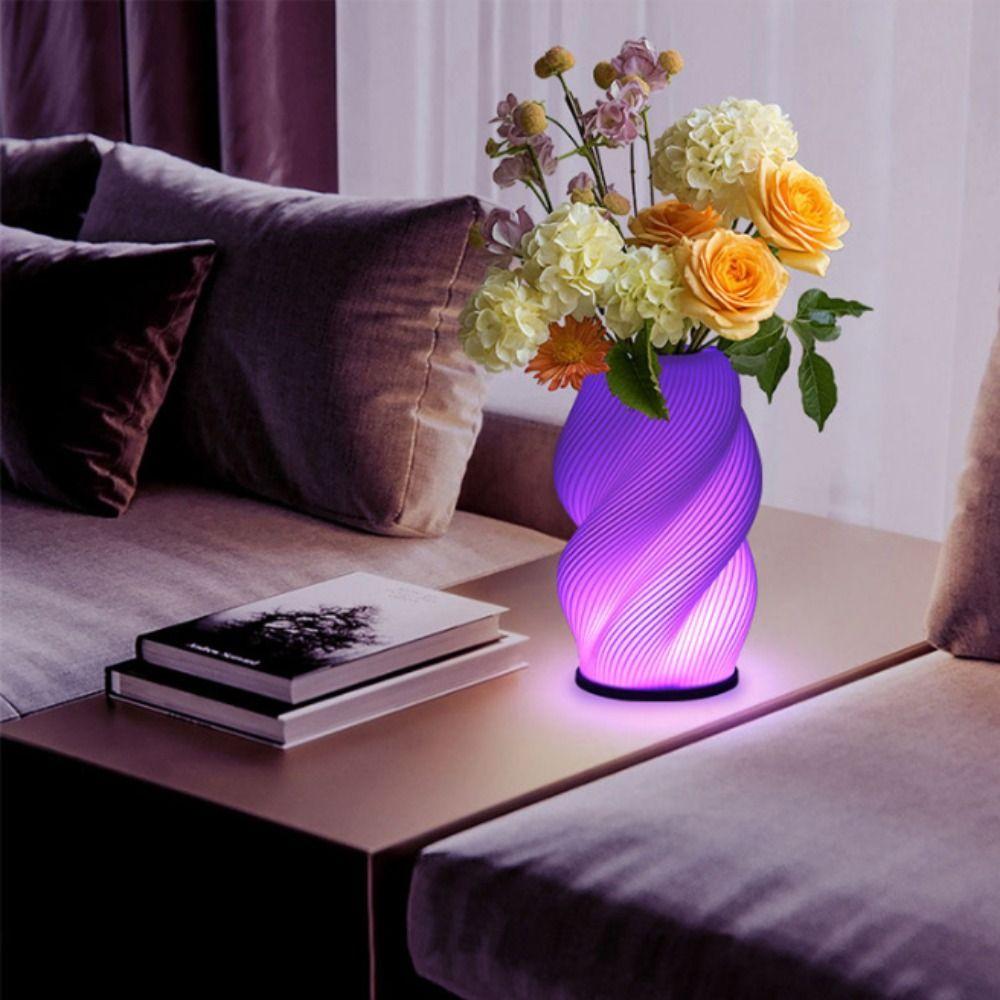 3D Printing LED Desk Lamp Minimalist USB Powered Vase Table Lamp Adjustable Color Temperature Multi-Color Night Light