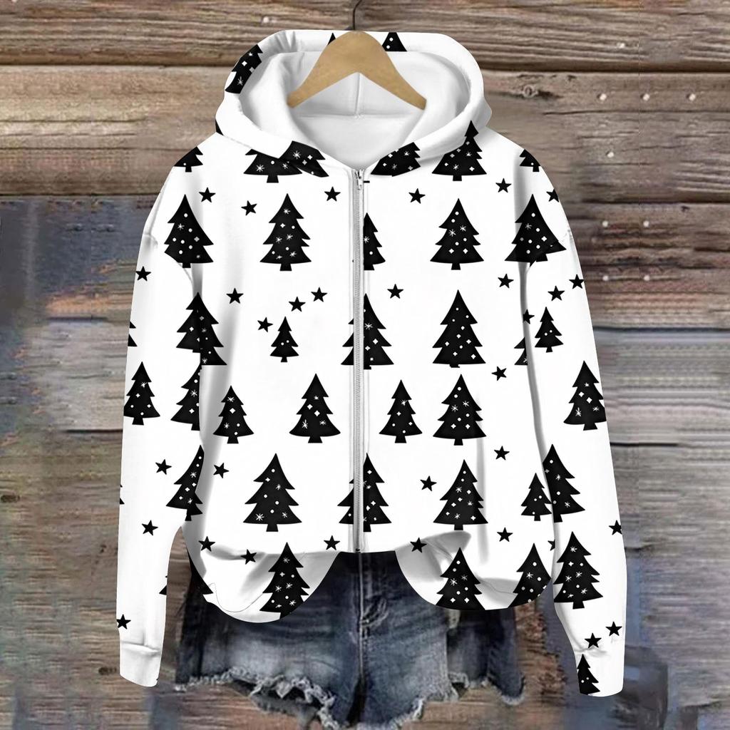 Jackets For Women Long Sleeve  Zip Up  Print Outerwear Casual Jackets