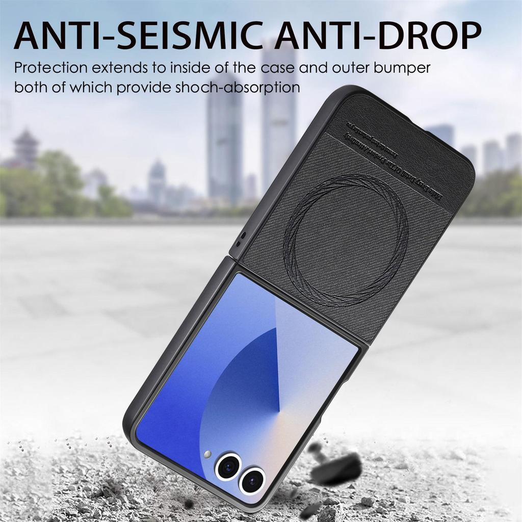 Samsung Z Flip 7 Leather Protective Case - Foldable, Drop-Proof Cover for Flip 5