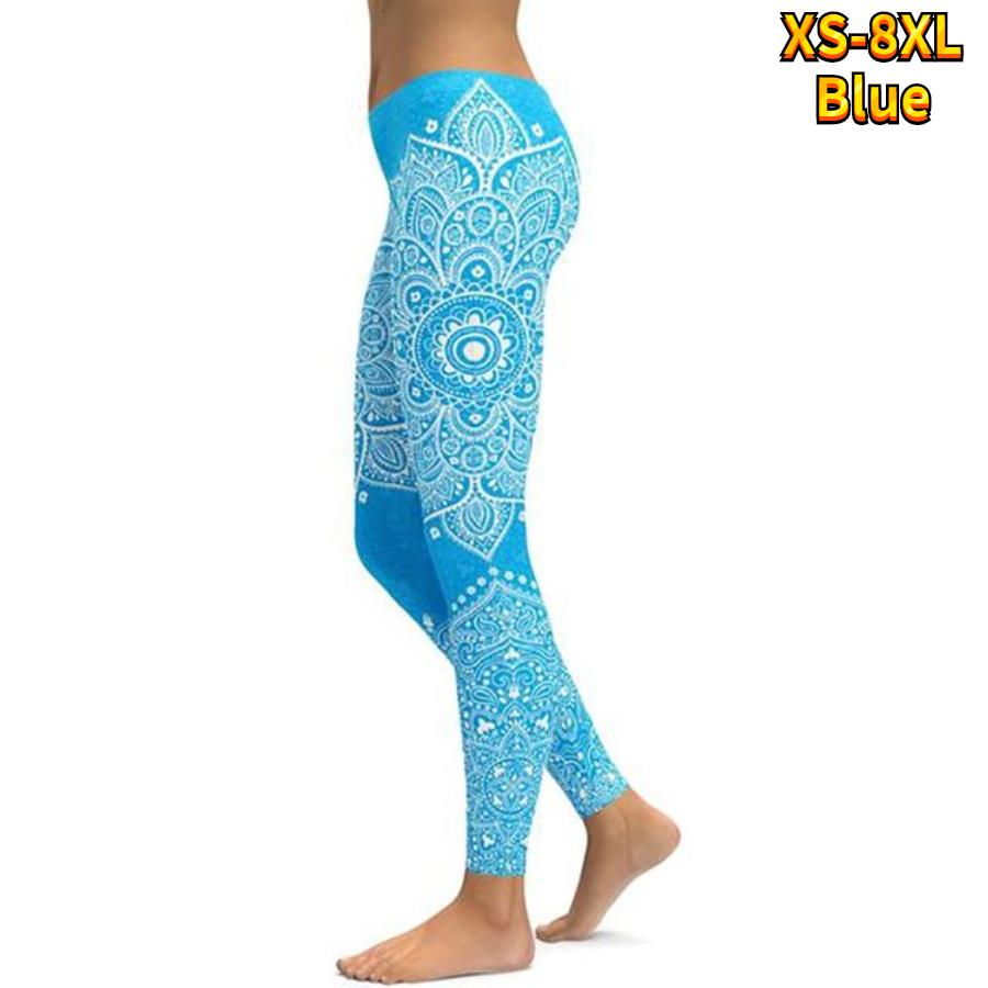 Pantaloni da yoga elasticizzati da donna con stampa di loto arancione, fitness, corsa, palestra, sport, pantaloni attivi