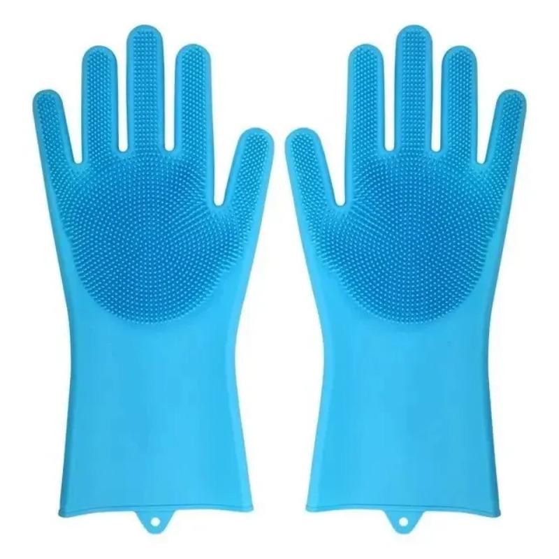 Silicone Rubber Dishwashing Gloves for Household Kitchen Cleaning