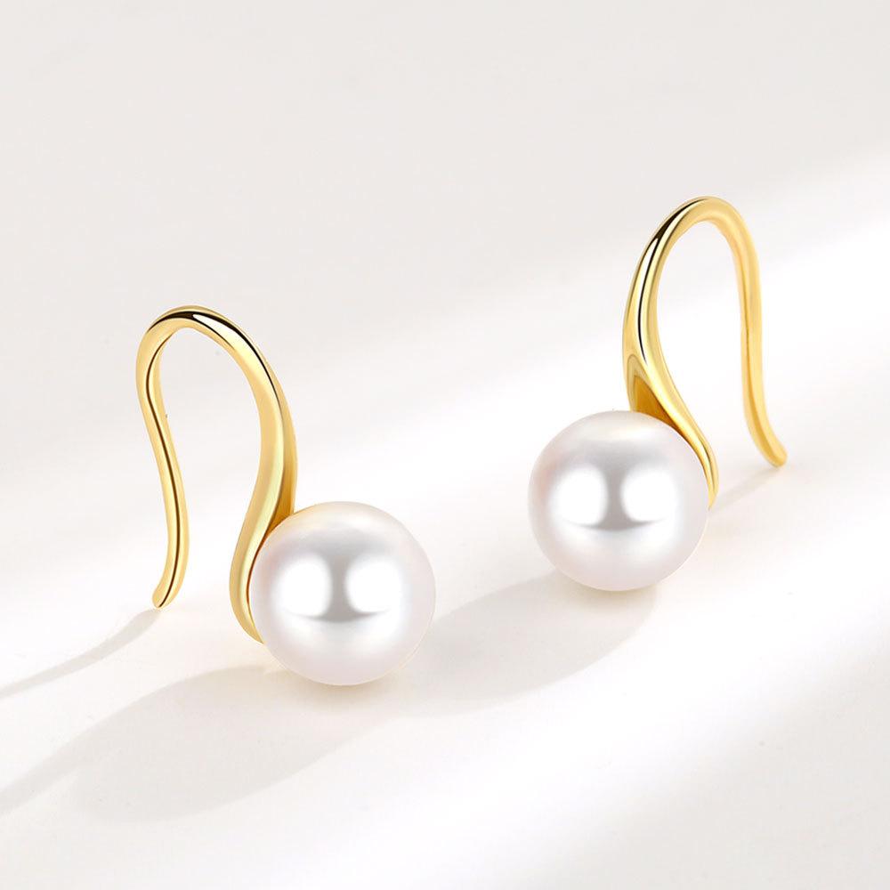Elegant High Freshwater Pearl Earrings Simple Temperament High Heel Shape Ear Hooks Fashion Jewelry For Women золотой