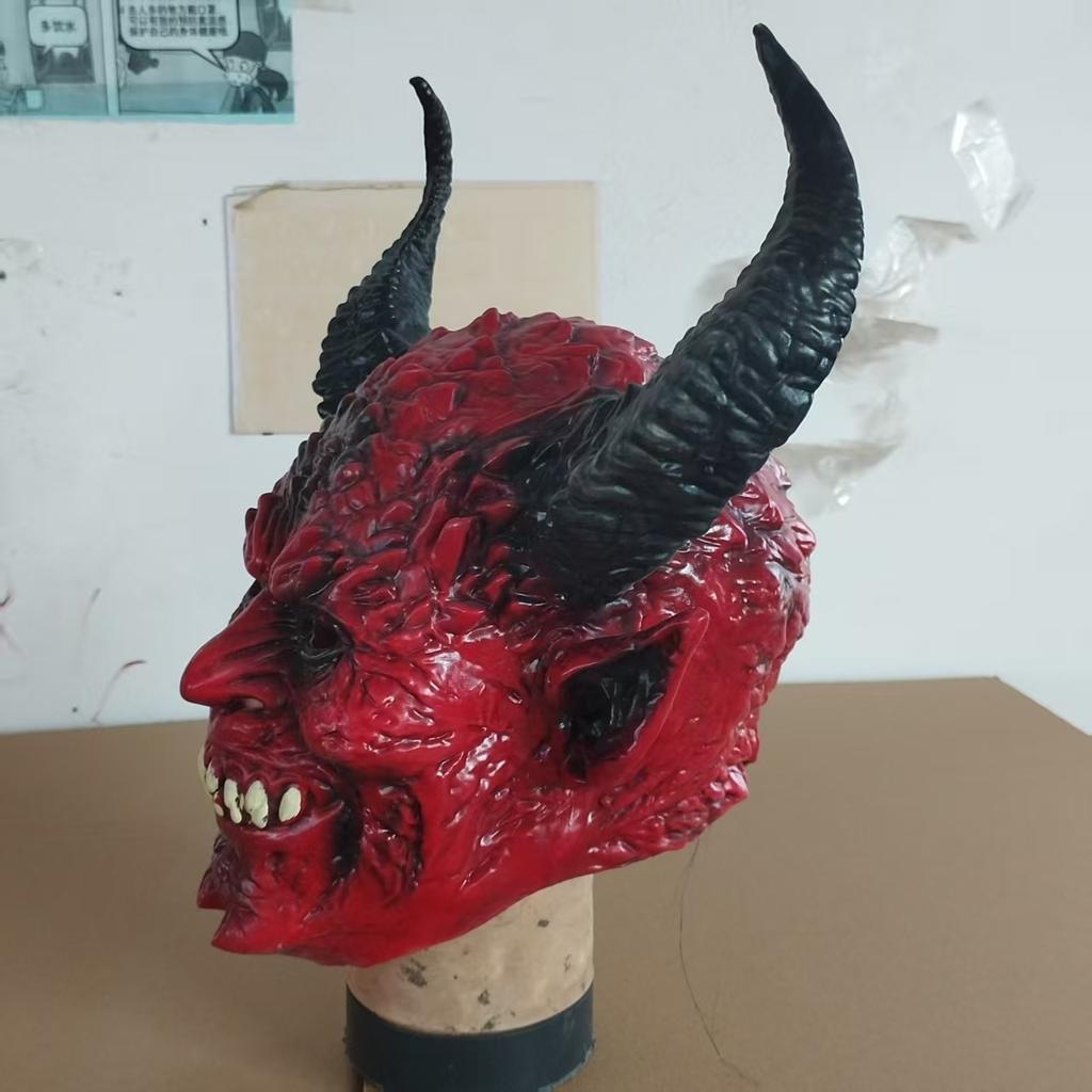 Maska Lucifera Halloween Padlý anděl Satan Démon Červená obličejová maska Latexová maska Lucifer