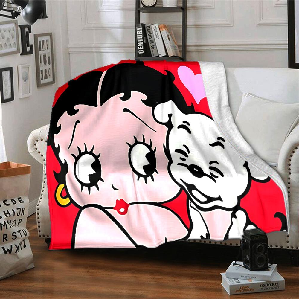 1pc Betty Boop Moon Flannel Blanket,Ultra Soft Warm Plush Throw for Home Bedroom Bed Sofa Cover Camping Picnic gift Y72430