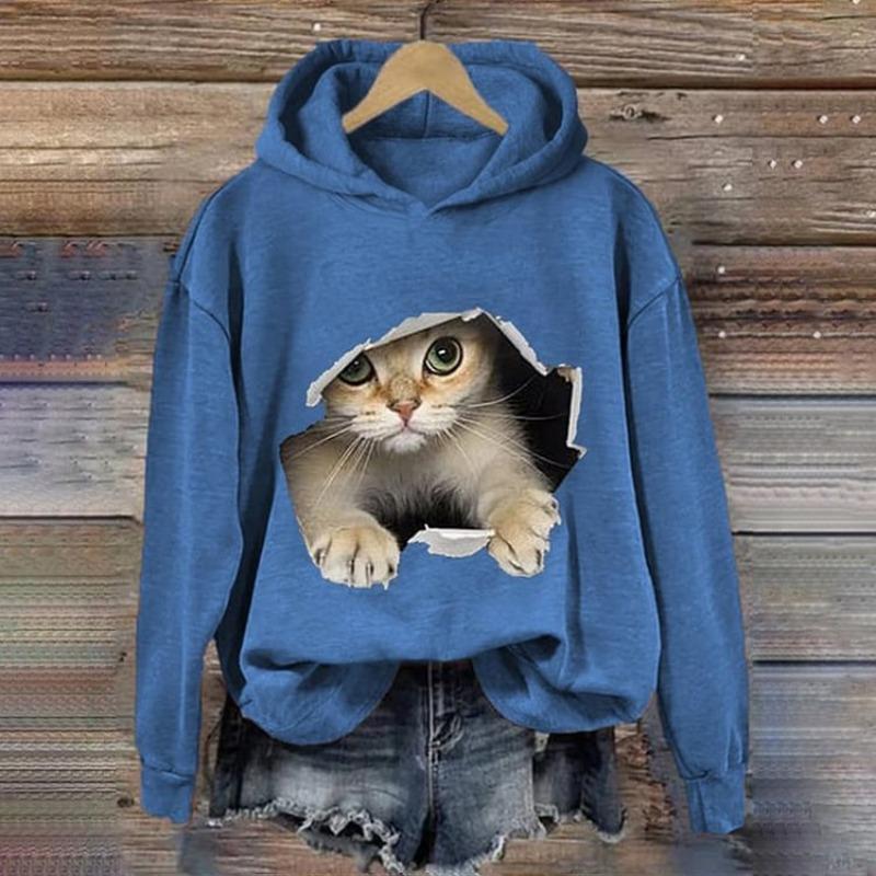 2024 New Women's Hoodie Colour Animal 3d Harajuku Printing Round Neck Tops Sweatshirt Spring/Autumn Fashions Clothing Casual