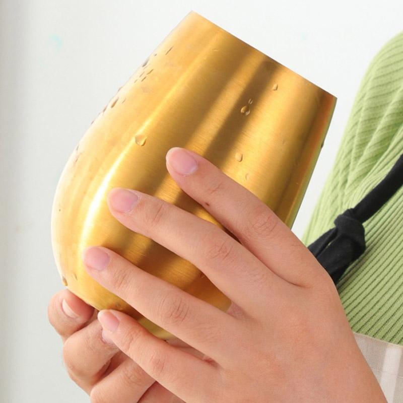 304 Stainless Steel Single Layer Titanium Plating Wine Glasses Round Beer Mug Color Plated Bar Big Belly Cup Restaurant Home Cup