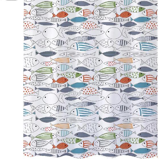 Fish Shower Curtain Ocean Animal Modern Multi-Color Fish Art Polyester Fabric Shower Curtain 72X72Inches