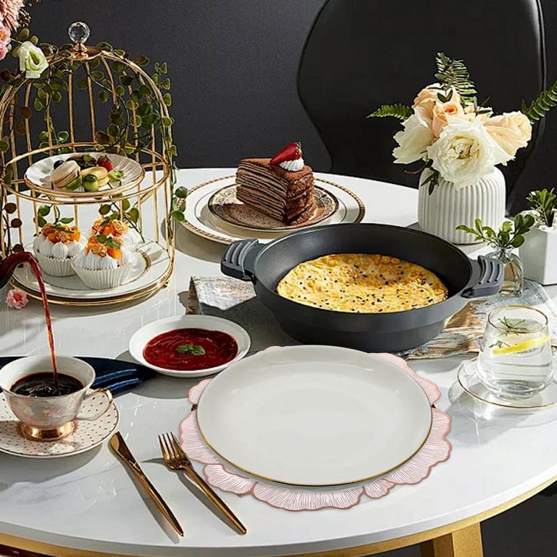 Descansos de Copos Florais Tapete de Cozinha PVC Descanso de Mesa Almofada Quente Descansos de Mesa para Mesa de Jantar Isolamento Térmico Antiderrapante Cozinha