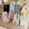 Autumn and Winter New Cartoon Three-dimensional Ears Embroidered Small Animals Coral Fleece Socks Home Floor Socks Thickened Thermal Women's Socks