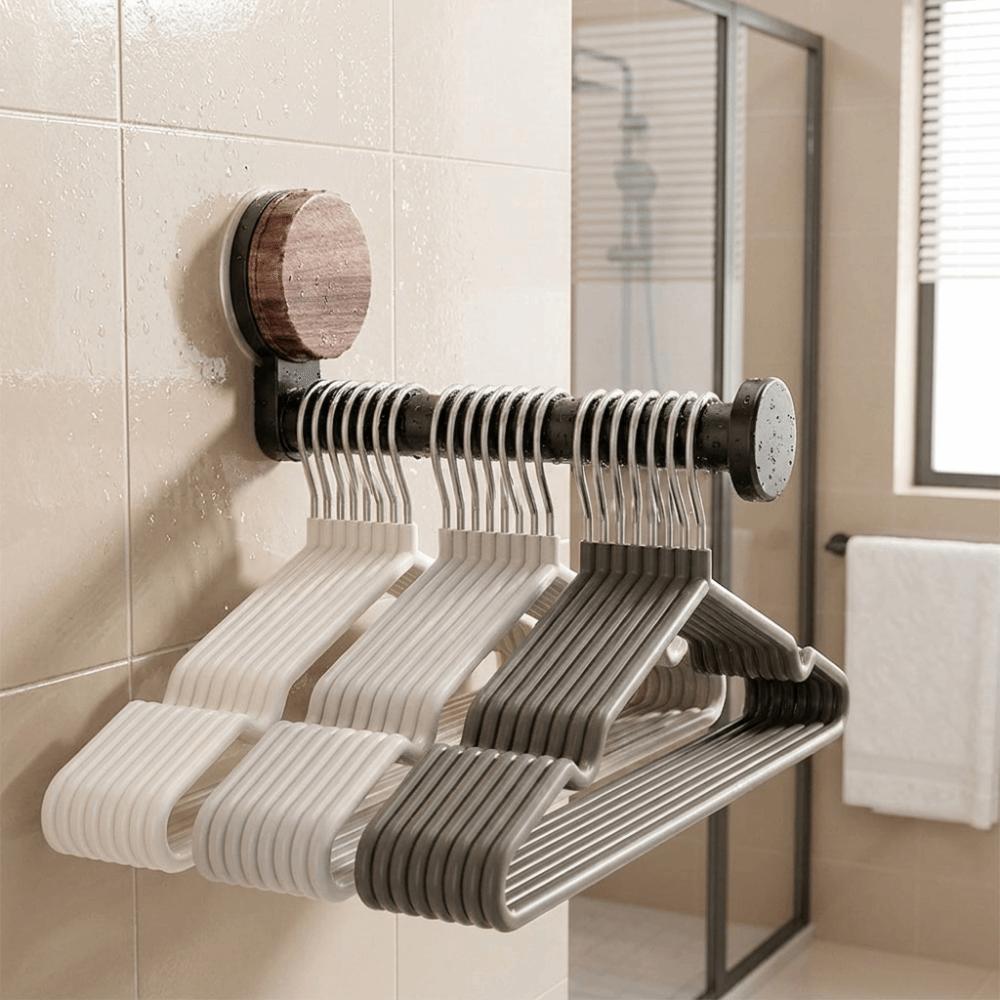 Suction Cup Hanger Storage Rack Adjustable Length Retractable Telescopic Clothes Rack No-drill Retro