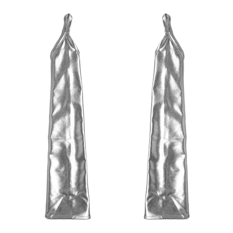 50cm Women Sexy Patent Leather Hook Finger Cosplay Punk Solid Stage Performance Fashion Personality Fingerless Gloves